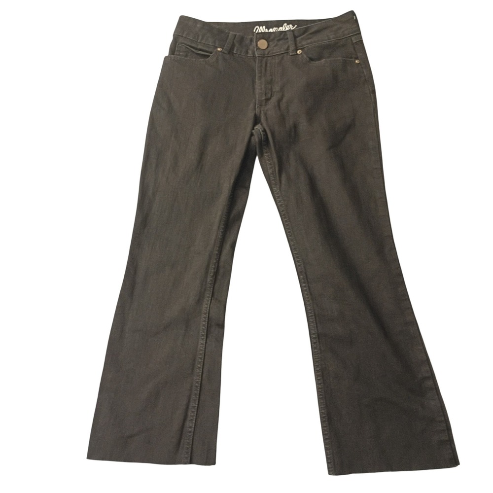 Wrangler Boot Cut Jeans Women's Size‎ 7 Dark Wash Raw Hem Cropped Cut Cowgirl